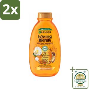 Garnier Loving Blends Argan- en Cameliaolie Shampoo 300 ml - Voordeelverpakking - 2 stuks - Droog haar - Dof haar