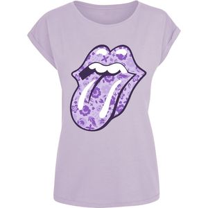 Rolling Stones, The Floral Tongue T-shirt lila L Katoen Dames - Band merch, Bands