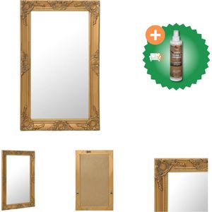 vidaXL Wandspiegel Barok Goud 50 x 80 cm - Antieke Uitstraling - Houten Frame - Spiegel - Inclusief Houtreiniger en verfrisser