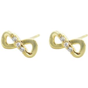 Silventi 9NBSAM-G190069 Gouden Oorknopjes - Infinity - Zirkonia - 7 x 3,5 mm - 14 Karaat - Goud