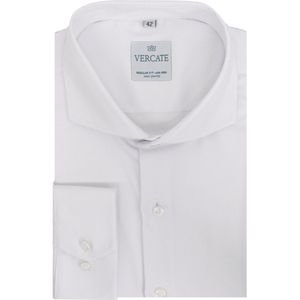 Vercate - Strijkvrij Kreukvrij Overhemd - Wit - Regular Fit - Bamboe Katoen - Lange Mouw - Heren - Maat 41/L