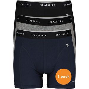 Claesen's Basics boxers (3-pack) - heren boxers lang - zwart - grijs en blauw - Maat: L