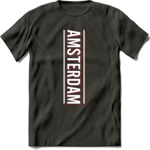 Amsterdam T-Shirt | Souvenirs Holland Kleding | Dames / Heren / Unisex Koningsdag shirt | Grappig Nederland Fiets Land Cadeau | - Donker Grijs - S