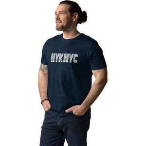 NYKNYC - Bitcoin T-shirt - Unisex - 100% Biologisch Katoen - Kleur Marine Blauw - Maat S | Bitcoin cadeau| Crypto cadeau| Bitcoin T-shirt| Crypto T-shirt| Bitcoin Shirt| Bitcoin Merchandise| Crypto Merchandise| Bitcoin Kleding