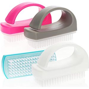 Handborstel 4-pack - Multifunctionele nagelborstel met handvat - Reinigingsborstel in diverse kleuren