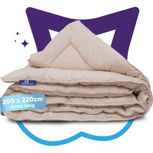 Slaapspeciaal eazydekbed 200x220 cm - Beige - Dekbed Zonder Overtrek, Extra Lang, Luxe Gelvezels, Anti-Allergisch & Perfect Voor Elk Seizoen