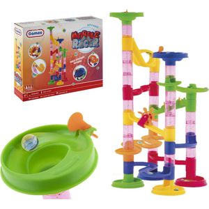 Grafix Marble Racer Knikkerbaan | 50-Delig | Knikkeren | All-in-1 Knikkerbaan + 15 Knikkers | Op verschillende manieren Bouwen voor kinderen vanaf 5+ jaar