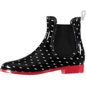 Xq Footwear Regenlaarzen Chelsea Dames Rubber Zwart/rood Maat 37