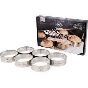 Burgerringen set van 6 - 100% roestvrij staal - maat XL - back-ring voor hamburgerbroodjes - serveerring.