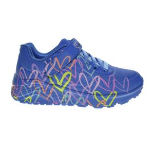 Skechers - UNO LITE - Sneakers - Blauw - Veterschoen met Bedrukte Zool