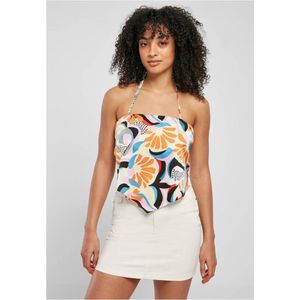 Urban Classics - Cropped AOP Satin Triangle Mouwloze top - XS - Multicolours