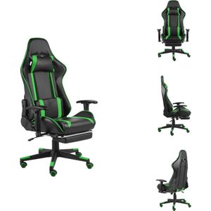 vidaXL Gamingstoel - Luxe - Hoge rugleuning - Ergonomisch - Verstelbaar - Uittrekbare voetensteun - Zwart Groen - Metaal PVC - 68x69x(123-133)cm - Belastbaar tot 110kg - Bureaustoel