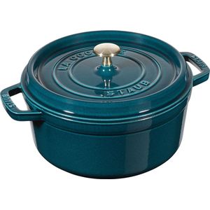 Staub Gietijzeren braadpan 24 cm - 3,8 l - Blauw (La Mer) - Handgemaakt in Frankrijk