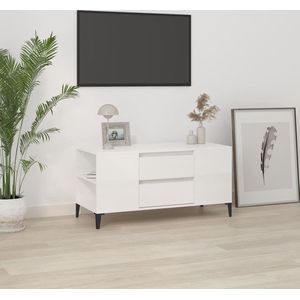 The Living Store TV-meubel Industrieel - 102 x 44.5 x 50 cm - Hoogglans wit