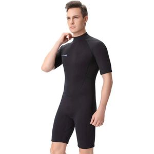 Nivard Wetsuit Heren - Swimsuit - Shorty - Surfpak - Duikpak - Lange Mouw - Zwemsuit - Zwart - XS