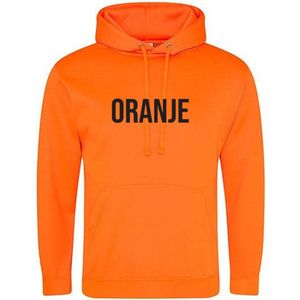 Oranje Hoodie met zwarte tekst Oranje - nederland - koningsdag - wk - ek - holland - dutch - unisex - trui - sweater - capuchon