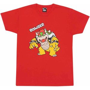 T-Shirt met Korte Mouwen voor kinderen Super Mario Bowser Text Rood - 7-8 jaar