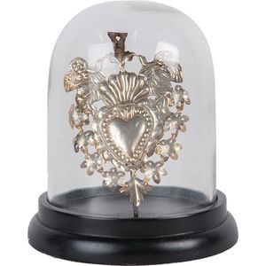 Clayre & Eef Stolp Ø 13x17 cm Zilverkleurig Glas Metaal Harten