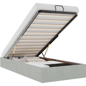 vidaXL - Bedframe - zonder - matras - 100x200 - cm - fluweel - lichtgrijs