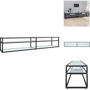 vidaXL Tv-meubel - Tv-meubelen - Tv Kast - Opbergkast - Tv-meubel 220x40x40,5 cm gehard glas witmarmerkleurig