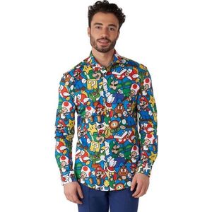 OppoSuits Super Mario™ Shirt - Heren Overhemd - Nintendo Bowser Luigi Toad - Gekleurd - Maat EU 47/48