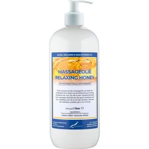 Massageolie Relaxing Honey 1 liter met witte pomp - 100% natuurlijk - biologisch en koud geperst