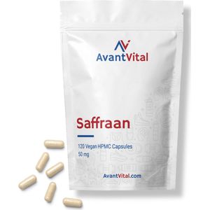 Saffraan - 120 Vegan Capsules - 50 mg - Gestandaardiseerd op 3% Safranal en 3,5% Crocine - AvantVital - Voedingssupplementen