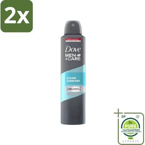 Dove - Deodorant - Men Care Clean Comfort - Comfort en verzorging - 48 uur bescherming - 150 ml - Voordeelverpakking - 2 stuks - Dove Men+Care - Deodorant spray