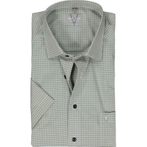 MARVELIS comfort fit overhemd - korte mouw - popeline - olijfgroen met wit geruit - Strijkvrij - Boordmaat: 46