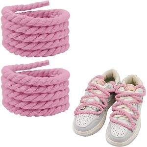 2 paar dikke ronde veters van 8 mm (150 cm) - Roze Large