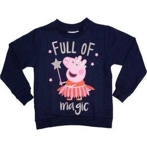 Peppa Pig Sweatshirt - Met glitterprint - Donkerblauw - Maat 122/128