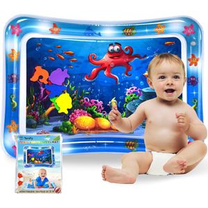 Tenify Waterspeelmat - Watermat - Speelkleed - Opblaasbaar - Tummy Time - Baby Speelgoed 0 Jaar - Kraamcadeau - Blauw