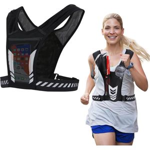 Reflecterende Wandel Hardloop Jogging Ren Lichtgewicht Sport Vest, Met Universele Mobiele Telefoon en Kaart Houder Vak voor Mannen tijdens Jogging en Fitness
