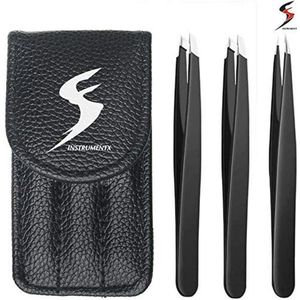 Professionele Schuine Pincet voor Precisiezorg - Roestvrij Staal, Ideaal voor Wenkbrauwen en Gezichtshaar