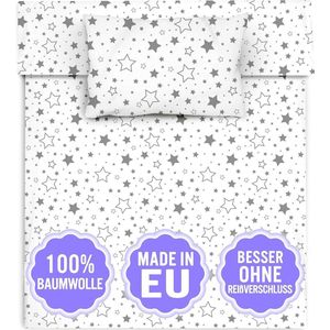 Kinderbeddengoed, 100 x 135 cm, babybeddengoed, set maat babybeddengoed 135 x 100 cm met kussensloop 40 x 60, 100% katoen, babybed, kinderbeddengoed, 100 x 135 cm, jongens meisjes beddengoed