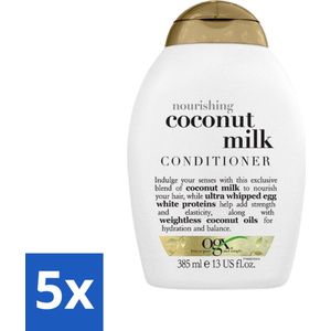 5 x OGX - Coconut Milk - Conditioner - Voedend - Herstel & Glans - 385 ml - Beschadigd Haar - Tropische Geur - OGX Coconut Milk