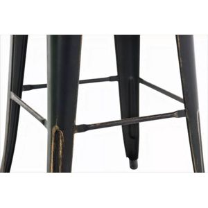 In And OutdoorMatch Barkruk Geovanny - Zonder rugleuning - Set van 1 - Antiek - Ergonomisch - Barstoelen voor keuken of kantine - Zwart/goud - Metaal - Zithoogte 77cm