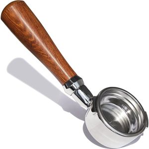 Bodemloze Portafilter 58mm met Houten Handvat voor Espresso Machines