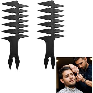 2-Stuks Hoogwaardige haarkam - Structuurkam - Kam - Kapperskam - Stylingkam - Extra brede tandenkam - Brede tandenkam - Omkeerbare herenkapperskam - 20x8x0,5 cm - Geschikt voor het creëren van unieke stijlen in salons of thuis - Zwart