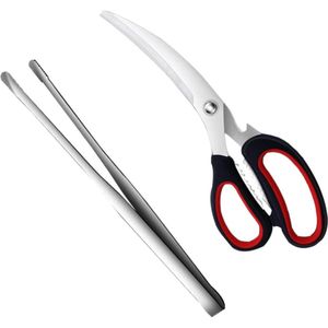 Grill Scissors Food Stainless Steel Tongs - Korean Grill Tools Gadgets Meat BBQ