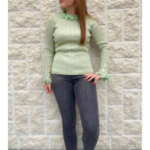 Sweater Jolene - Dames - Mint - Kraag met kant - Maat S/M