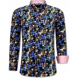 Luxe Gekleurde Heren Overhemden- 3068 - Roze /Zwart