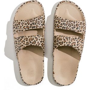 Freedom Moses Slippers Wild Cat Sands Ecru met Panter print - Maat 37-38