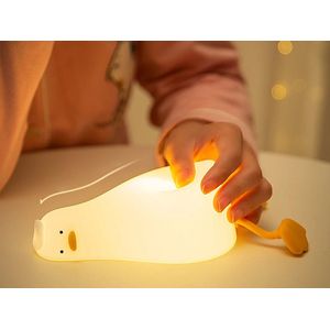 Nachtlampje - liggende eend - warmwit licht - oplaadbaar - 3 standen - kinderlamp - nachtlamp - telefoonhouder - led lamp - siliconen - tafellamp - verlichting - kinderkamer