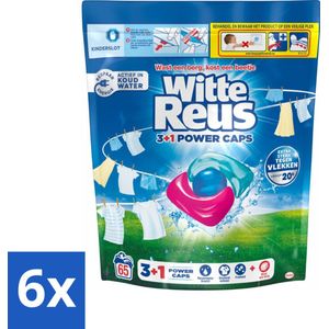 Witte Reus - 3+1 Power Caps - Witte Was - 65 Wasbeurten - Voordeelverpakking - 6 stuks