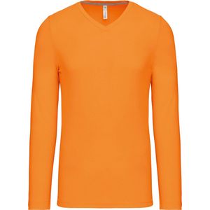 Kariban T-shirt V-hals lange mouwen K358 - orange - 3XL