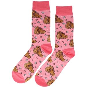 Sokken Katoen - Capybara Print - Roze Bruin - Maat 38-45