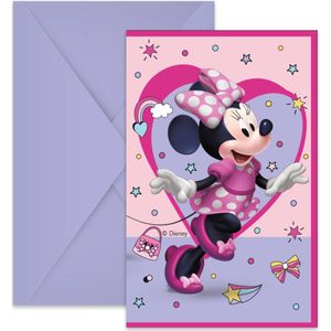 Minnie Mouse Uitnodigingen Papier FSC 14 x 9 cm - 6 stuks