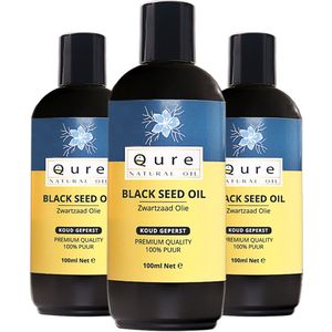 Black Seed Oil 3x100ml | 100% Puur & Onbewerkt | Food Grade | Zwartzaadolie | Zwarte Zaad Olie | Zwarte Komijnolie | Nigella Sativa Olie