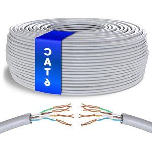 50m Ethernet Netwerk Bulk Kabel - CAT6 AWG24 CCA UTP RJ45 - Snelle Gegevens - LAN Gigabit Internetverbinding - 50 Meter - Grijs